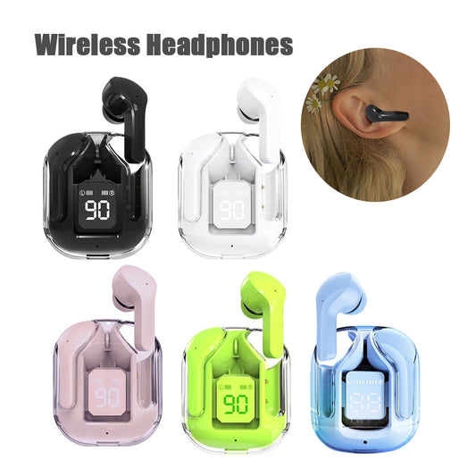 Nouveau mini casque Bluetooth sans fil transparent – ​​Réduction du bruit ENC et affichage numérique