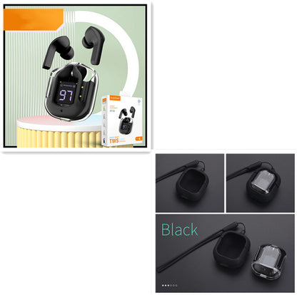 New Mini Transparent Wireless Bluetooth Headset – ENC Noise Reduction & Digital Display