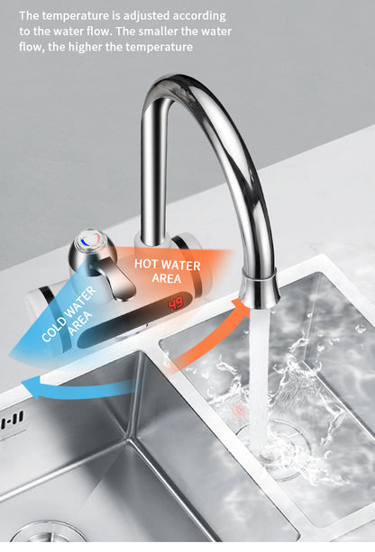 Kitchen Electric Water Tap  Water Heater Temperature Display Cold Heating Faucet