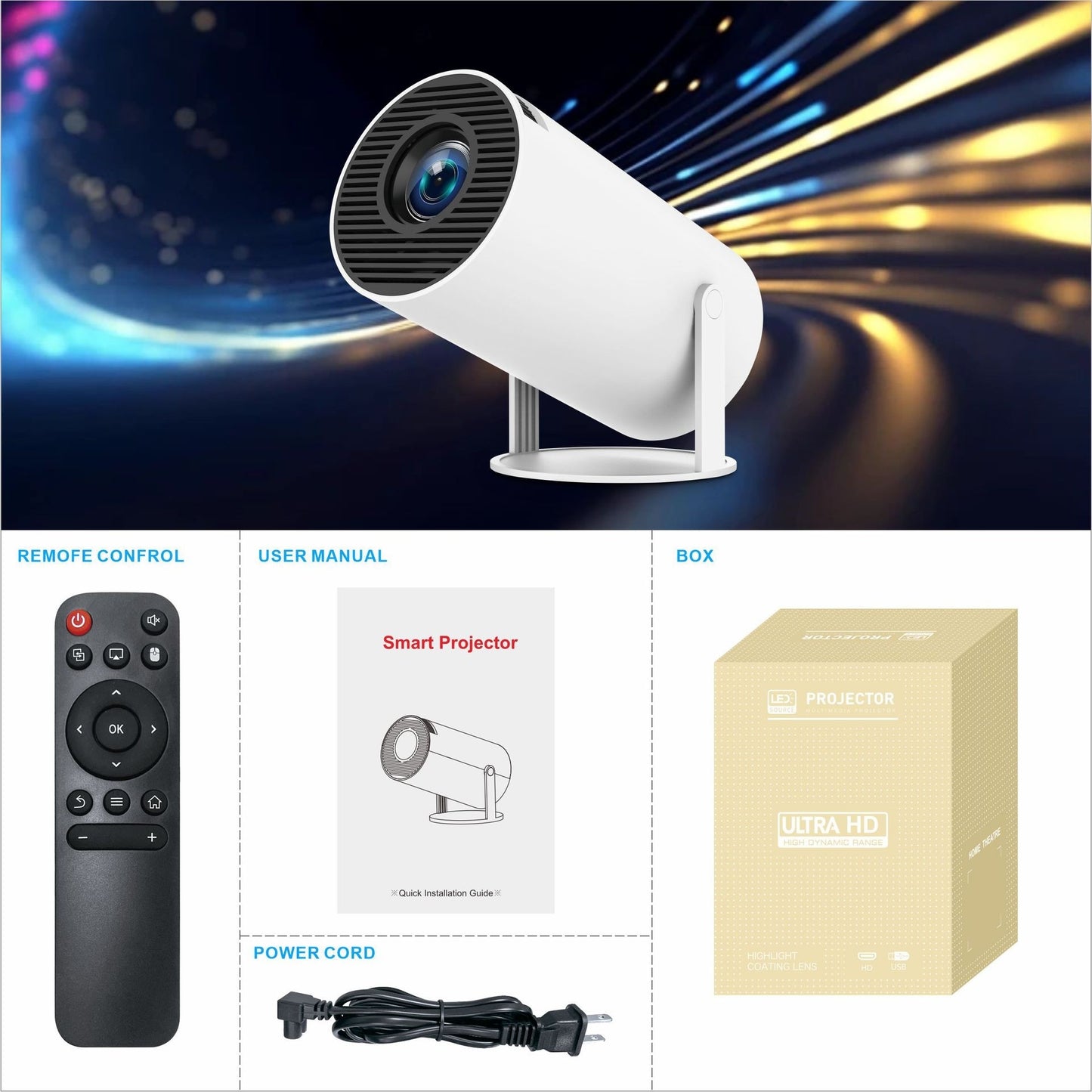 HY300 Pro Projector – Portable Small Projector for Home Theater Entertainment