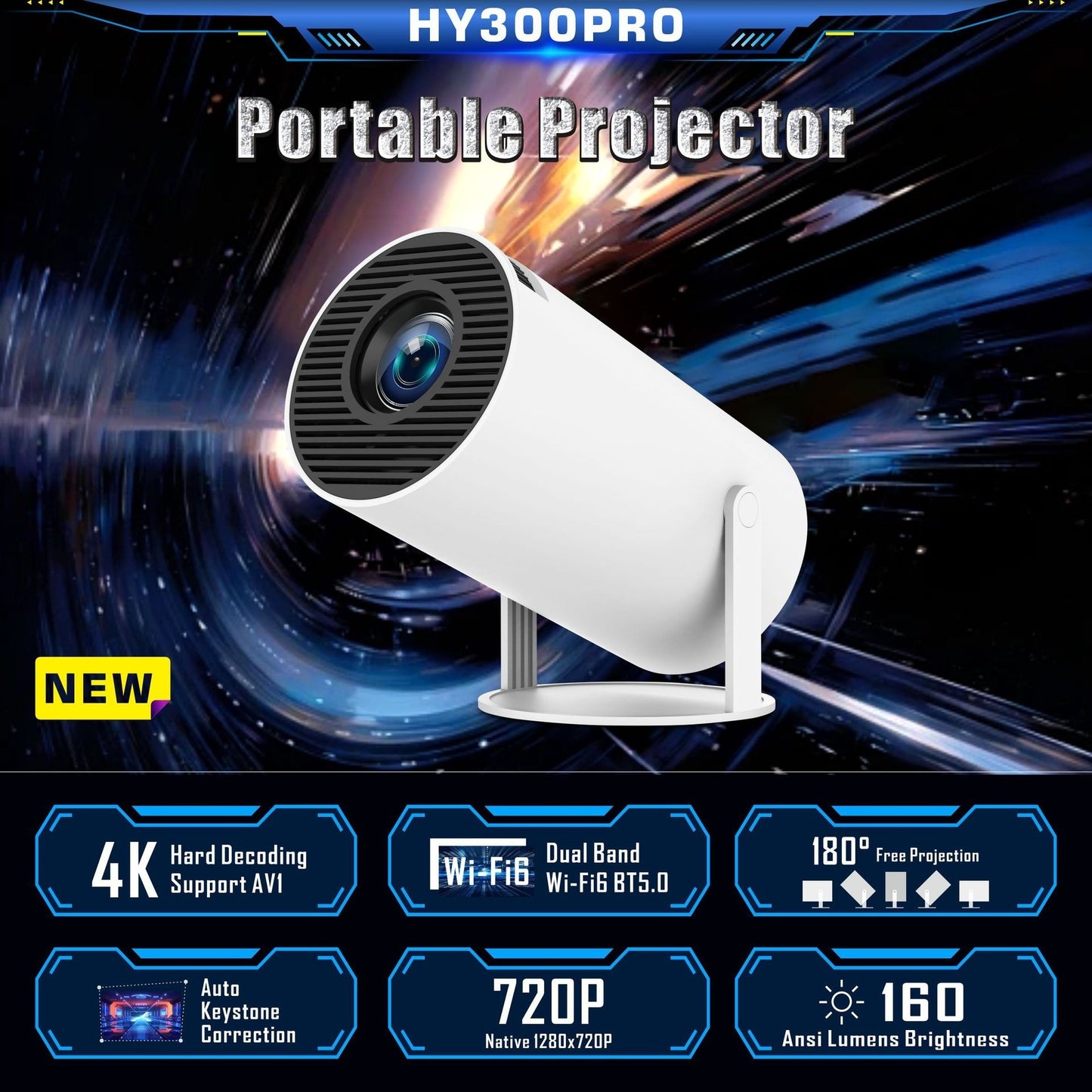 Projecteur HY300 Pro – Petit projecteur portable pour le divertissement à domicile